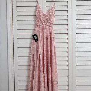 Fashion Nova Blush Lace Maxi Dress